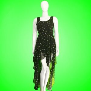 Bohemian 1990s Vintage Polka Dot Asymmetrical Dress